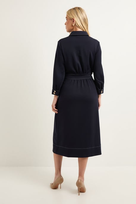 Petite Ponte Stitch Detail Midi Dress - Image 3