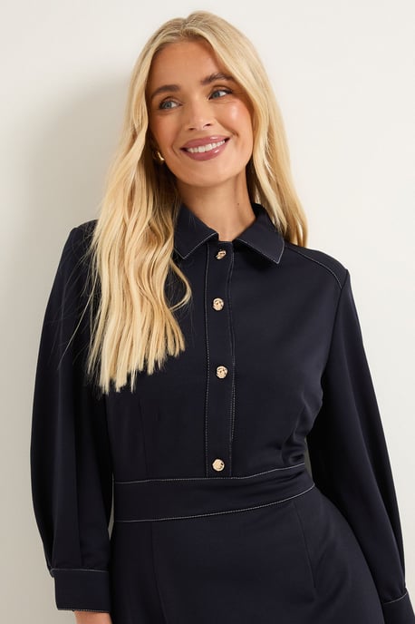 Petite Ponte Stitch Detail Midi Dress - Image 4