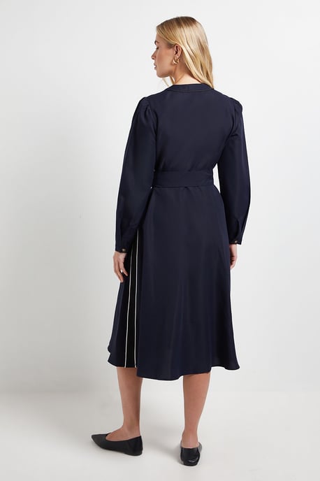 PETITE SIDE STRIPE TIE WAIST MIDI DRESS - Image 3
