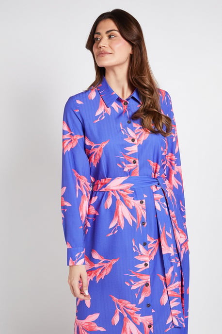 FLORAL Collared Button Through Shirt Dress - Image 2