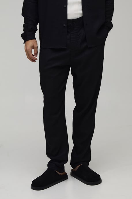 Slim Fit Half & Half Waist Linen Blend Trouser - Image 1