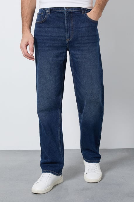 Dark Wash Stretch Regular Straight Fit Jeans - Image 1
