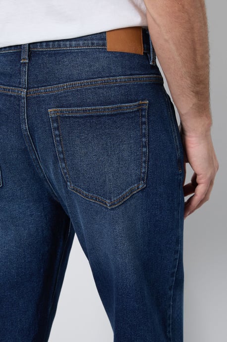 Dark Wash Stretch Regular Straight Fit Jeans - Image 4
