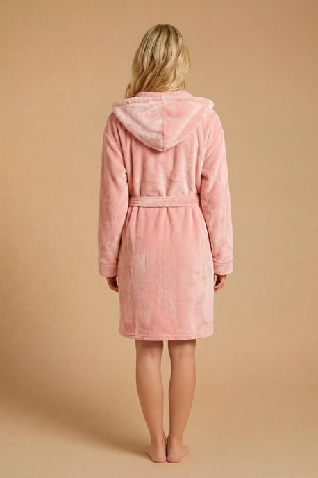 Velour Hooded Short Dressing Gown - Image 3