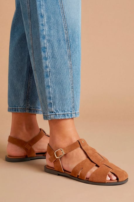 Freddie Faux Suede Fisherman Flat Shoes - Image 1