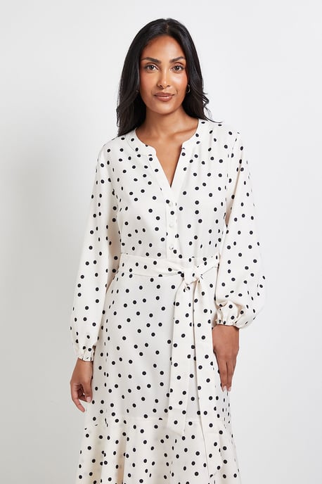 Petite Polka Dot Print Button Midi Shirt Dress - Image 2
