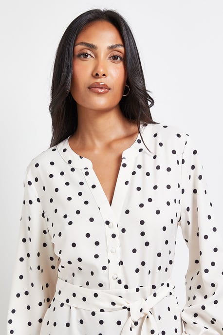 Petite Polka Dot Print Button Midi Shirt Dress - Image 4