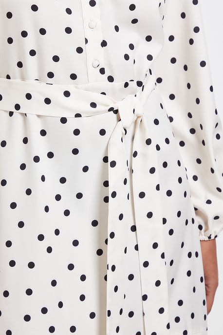 Petite Polka Dot Print Button Midi Shirt Dress - Image 5