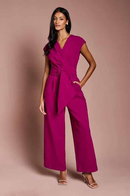 Petite Belted Crepe Jumpsuit - Image 1
