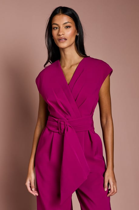 Petite Belted Crepe Jumpsuit - Image 2
