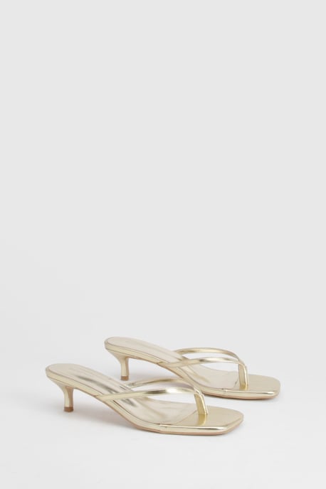 Wide Fit Toe Post Kitten Heel Mules - Image 2