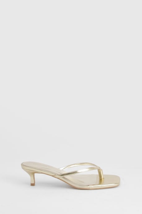 Wide Fit Toe Post Kitten Heel Mules - Image 3