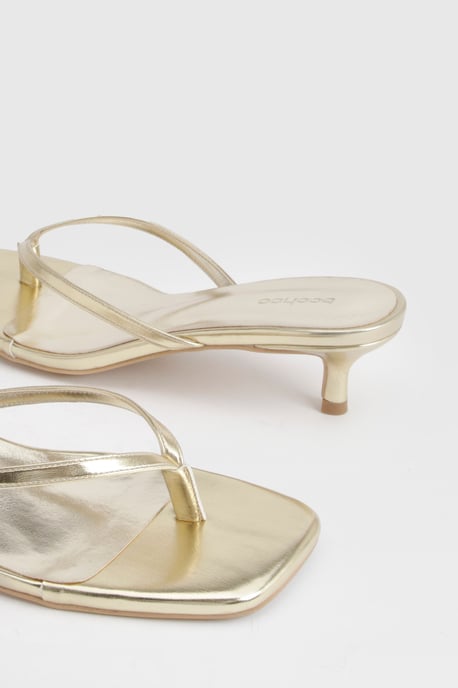 Wide Fit Toe Post Kitten Heel Mules - Image 6