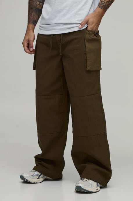 Baggy Fit Elasticated Bellow Pocket Cargo Trousers - Image 1