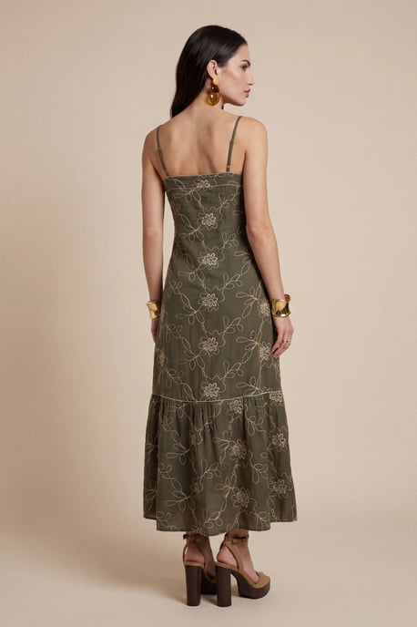 Embroidered Maxi Dress Khaki - Image 4