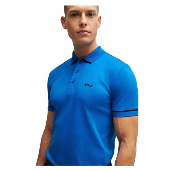 Boss Heren Paule Interlock Slim Poloshirt (Blauw) - Image 3