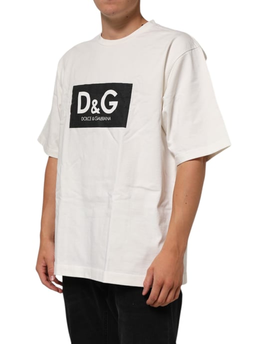 Dolce & Gabbana Witte Logo Print Katoenen Crew Neck Heren T-shirt - Image 3