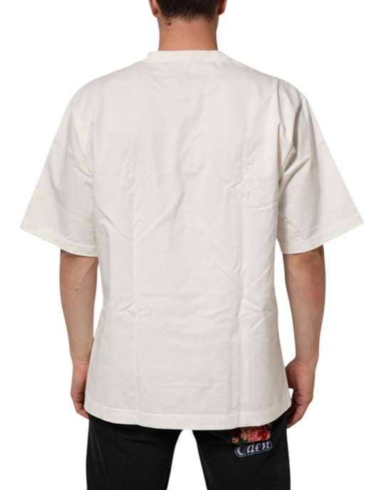 Dolce & Gabbana Witte Logo Print Katoenen Crew Neck Heren T-shirt - Image 4
