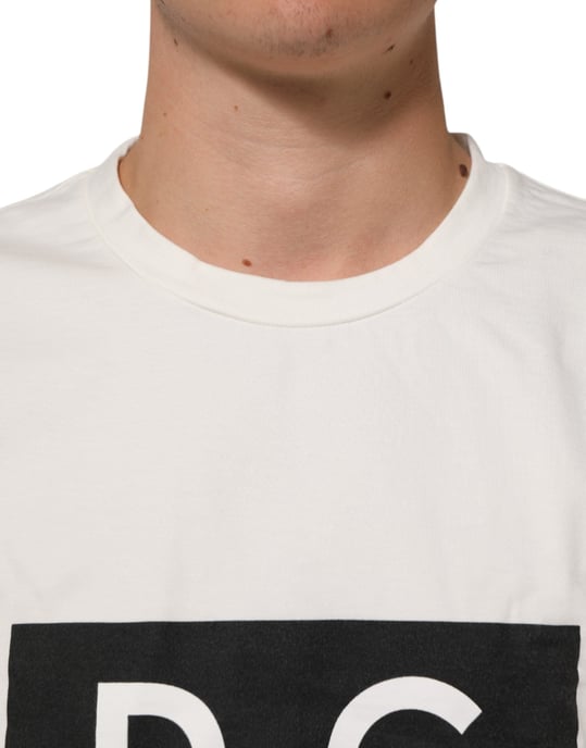 Dolce & Gabbana Witte Logo Print Katoenen Crew Neck Heren T-shirt - Image 5
