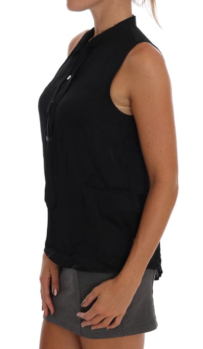 Ärm-lös blus med mandarin-krage - Image 3