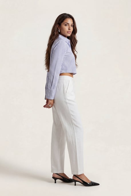 Linen Blend Wide Leg Trouser - Image 2