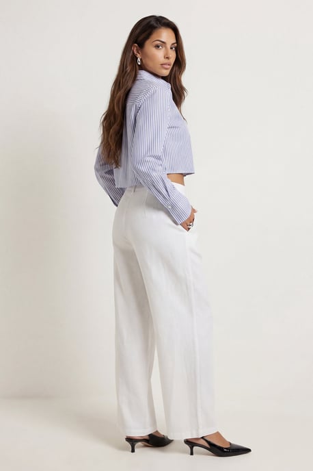 Linen Blend Wide Leg Trouser - Image 3