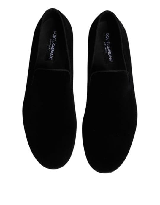 Dolce & Gabbana Zwarte Velvet Instap Loafers Formele Schoenen - Image 3