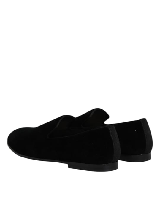 Dolce & Gabbana Zwarte Velvet Instap Loafers Formele Schoenen - Image 5