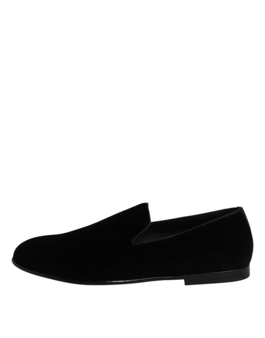 Dolce & Gabbana Zwarte Velvet Instap Loafers Formele Schoenen - Image 6