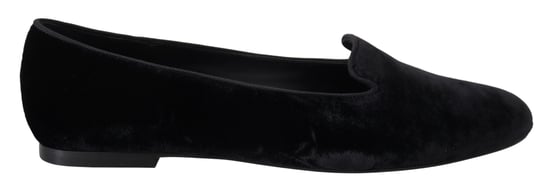 Dolce & Gabbana Black Velvet Slip Ons Loafers Flats Shoes - Image 1