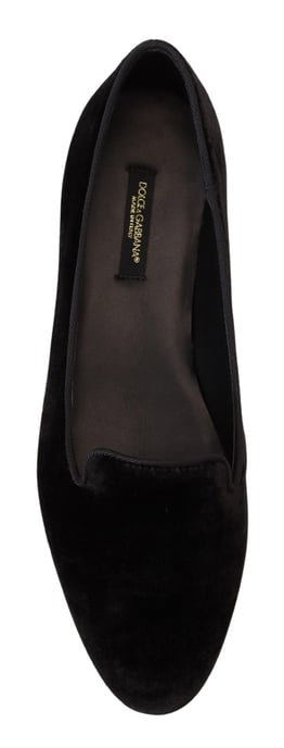 Dolce & Gabbana Black Velvet Slip Ons Loafers Flats Shoes - Image 3