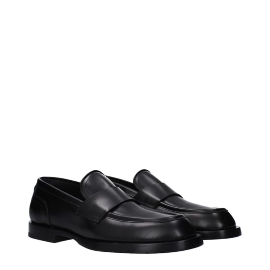 Dolce & Gabbana Svarta Läder Slip-On Tofflor - Image 2