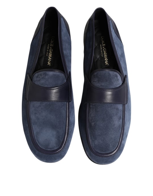 Dolce & Gabbana Blue Suede Leather Loafers Moccasin Shoes - Image 3