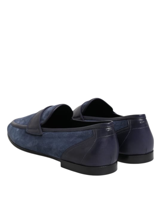 Dolce & Gabbana Blue Suede Leather Loafers Moccasin Shoes - Image 5