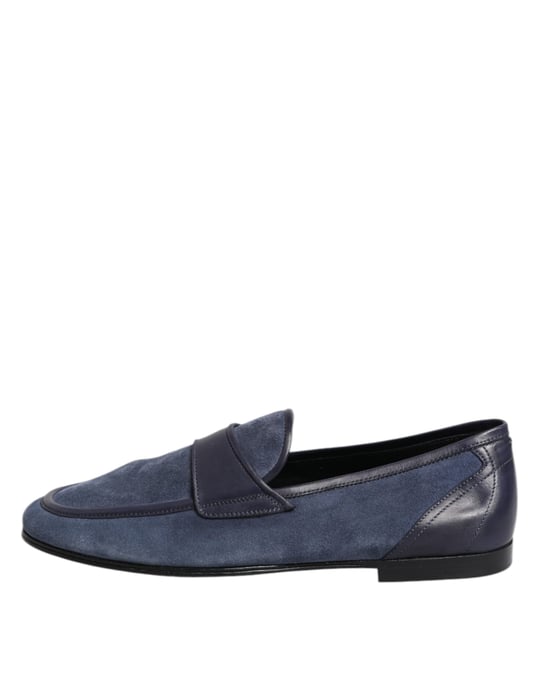 Dolce & Gabbana Blue Suede Leather Loafers Moccasin Shoes - Image 6