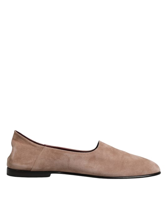 Dolce & Gabbana Beige Läder Mocka Slip-On Loafers Finskor - Image 1