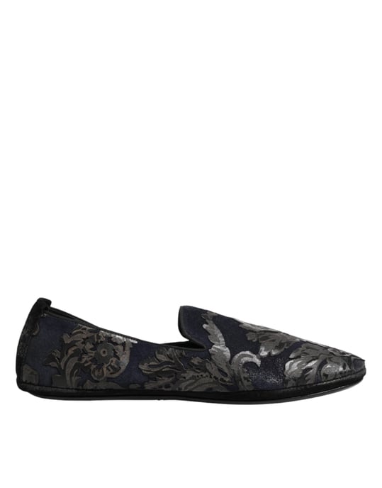 Dolce & Gabbana Svart Jacquard Läder Slip-On Loafers Skor - Image 2