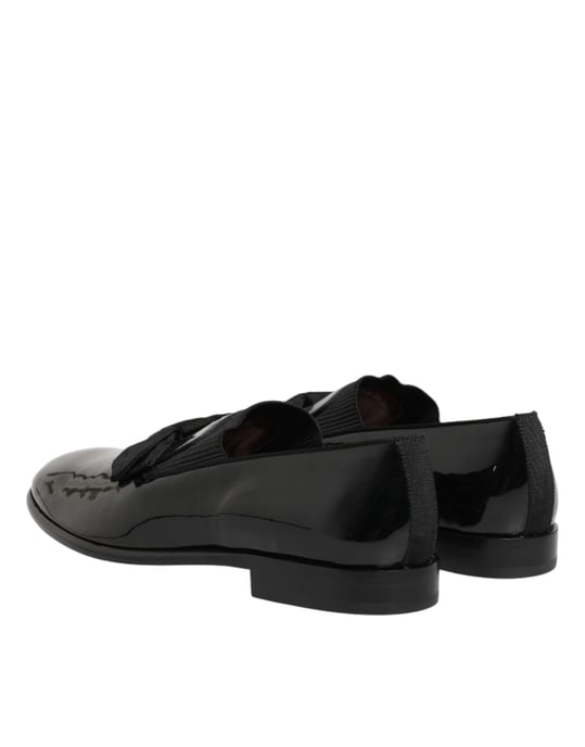 Dolce & Gabbana Svart Läder Slip On Kavaj Herr Loafers Skor - Image 6