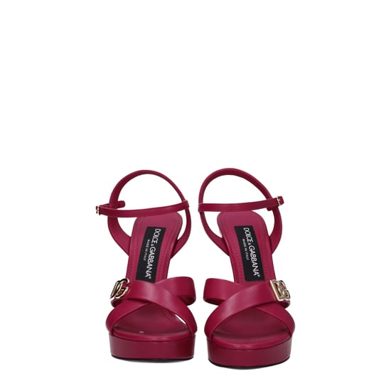 Dolce & Gabbana Pink Leather Platform Sandals - Image 3