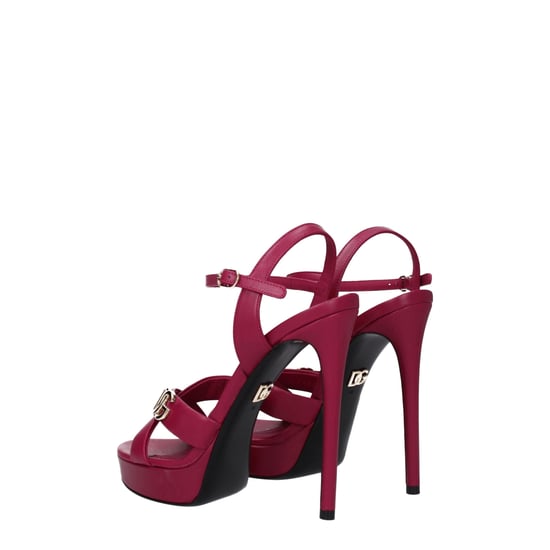 Dolce & Gabbana Pink Leather Platform Sandals - Image 4