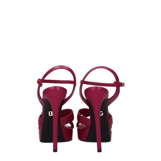 Dolce & Gabbana Pink Leather Platform Sandals - Image 5