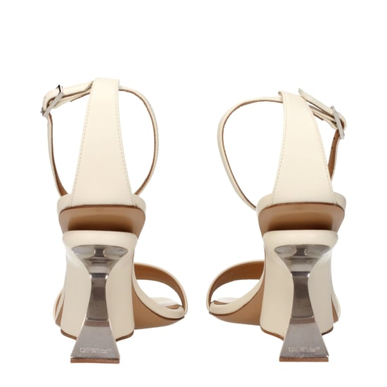 Off-White Beiga Läder Platåsandaler - Image 5