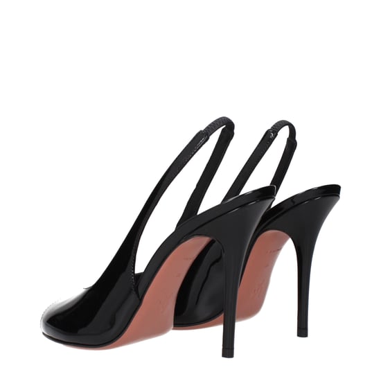 Amina Muaddi Black Leather Stiletto Heel Sandals - Image 4