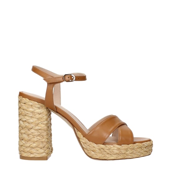 Stuart Weitzman Bruine Leren Plateau Sandalen - Image 1