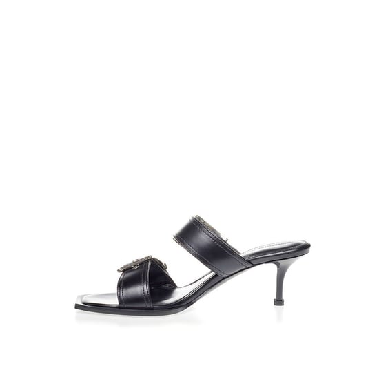 Alexander McQueen Zwarte Leren Stiletto Hakken Sandalen - Image 2