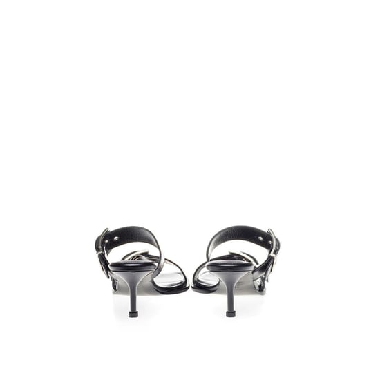 Alexander McQueen Zwarte Leren Stiletto Hakken Sandalen - Image 4
