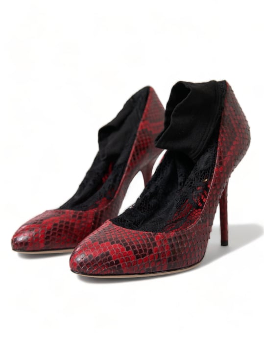 Dolce & Gabbana Rode Ayers Leren Laarzen Sokken Pumps Schoenen - Image 3