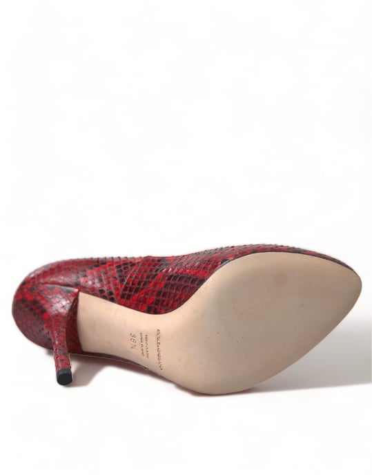 Dolce & Gabbana Rode Ayers Leren Laarzen Sokken Pumps Schoenen - Image 6