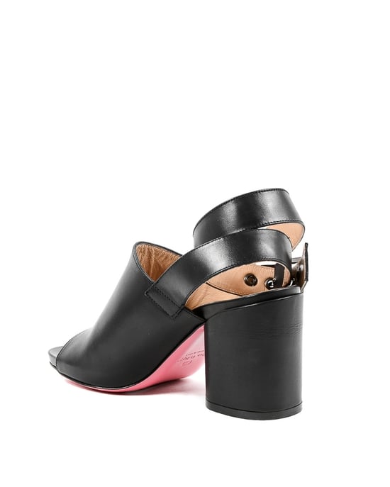 Leather Buckle Sandals Mid Heel Style - Image 3