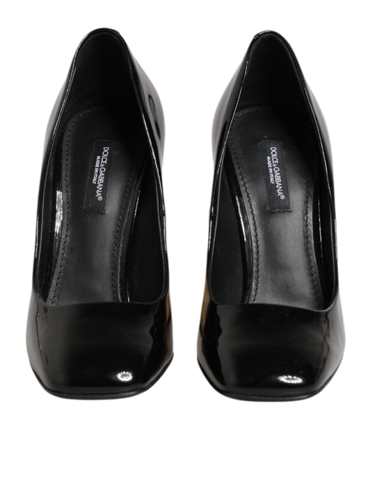 Dolce & Gabbana Zwarte Gouden Leren Logo Hakken Pumps Schoenen - Image 3